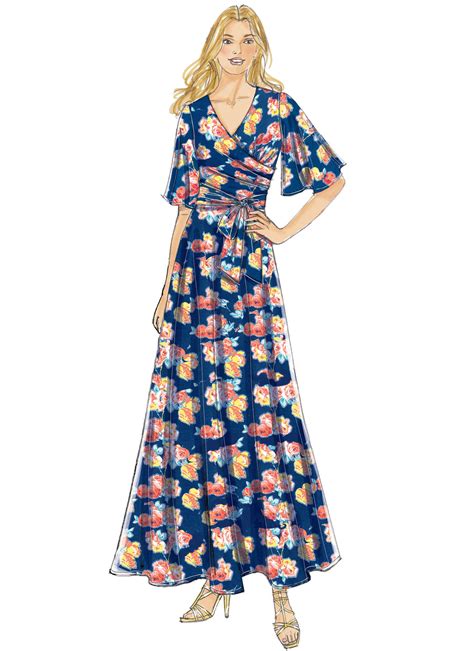 B6446 Misses Pleated Wrap Dresses With Sash Butterick Patterns