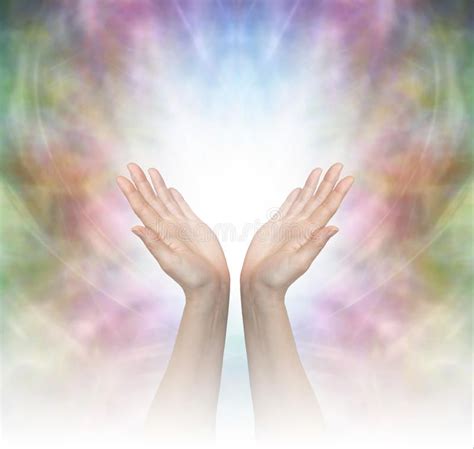 Divine Healing Energy Female Healing Hands Outstretched With Misty