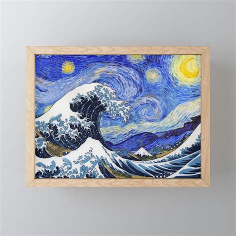 Hokusai“the Great Wave Off Kanagawa” Van Gogh“starry Night” Framed