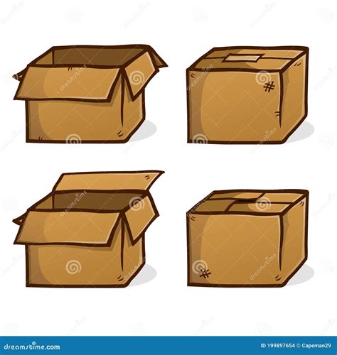 Brown Cardboard Boxes Cartoon Vector Stock Vector Illustration Of
