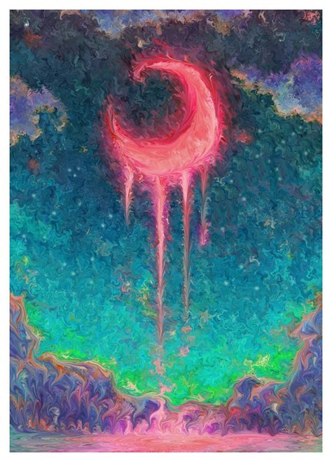 Bleeding Heart Of The Moon 2 Original Digital Art Print A4 A3 To One