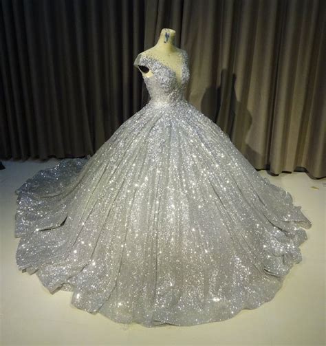 Sparkly Silver Gown Silver Dress Silver Ballgown Wedding Etsy Ball