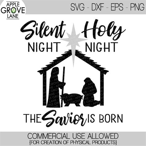 Silent Night Svg Holy Night Svg Nativity Svg Silent Etsy