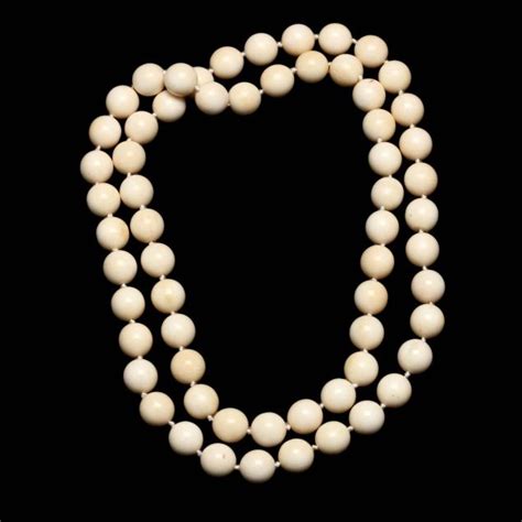 Vintage Ivory Bead Necklace Lot 25 Collection Of Estate Jewelrymar