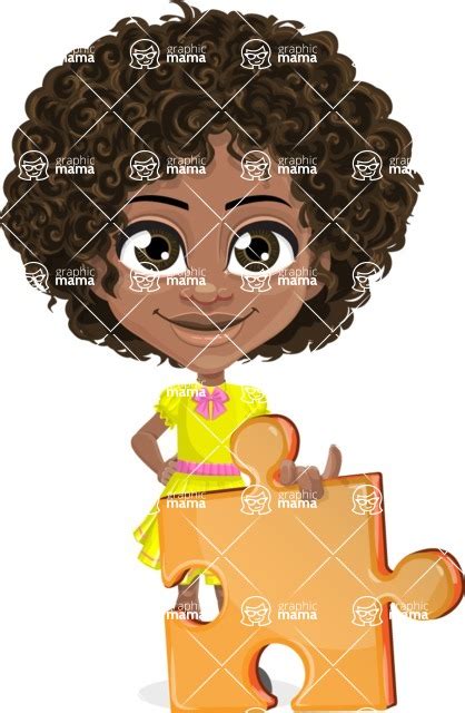 Cute Curly African American Girl Cartoon Vector Character Aka Alana