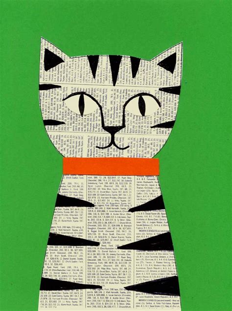 Newspaper Collage Cat · Art Projects For Kids — Jinzzy
