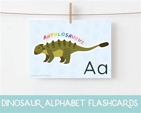 Dinosaur Alphabet Flashcards Alphabet Printable Abc Cards Etsy