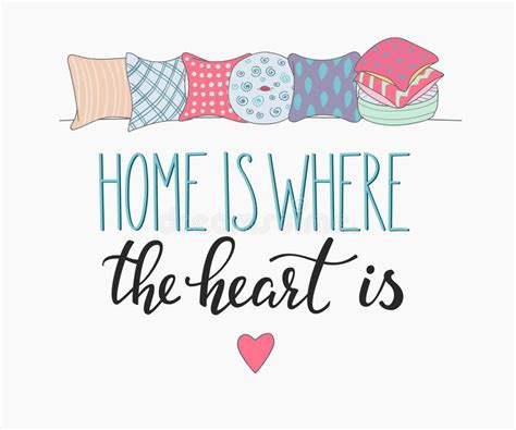 Home Is Where The Heart Is Lettering Stock Vector