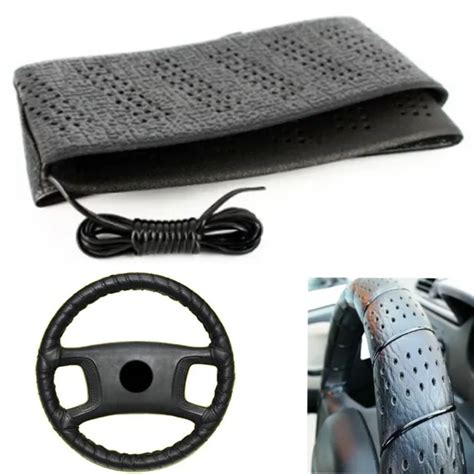 Black Lace On Steering Wheel Cover Grip Classic Stretch Accessory Auto