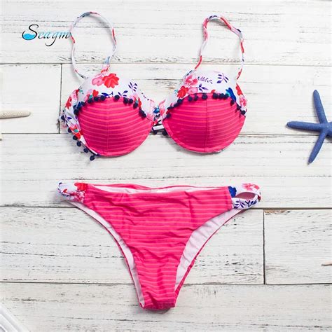 floral swimsuit bikinis women s swimming suit push up bikini 2018 bathing suit swimwear women
