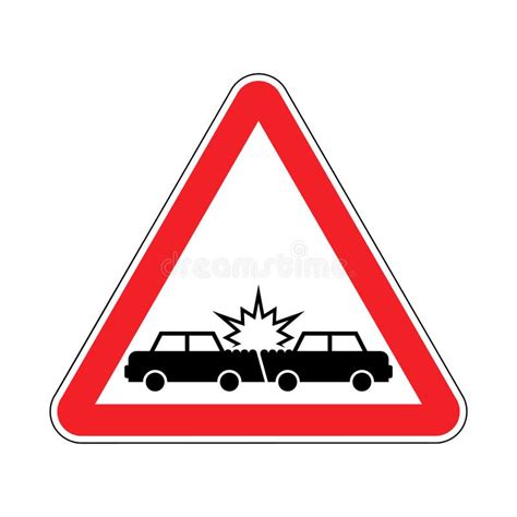 Attention Car Crash Caution Accident Cars Transportation Wreck Stock