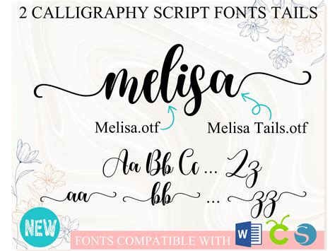Melisa Font With Tails Cursive Font Calligraphy Font Scrip Inspire