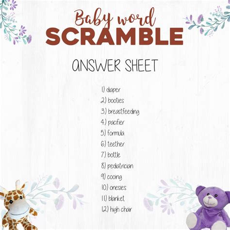 Wild Baby Free Printable Baby Shower Games Ty