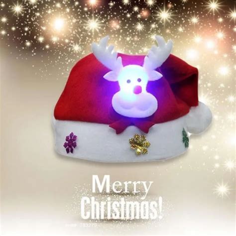 Led Christmas Hats Lovely Snowman Elk Santa Claus For Adults And Kids