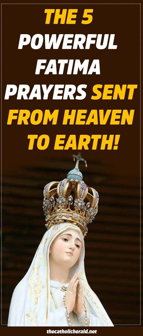 The 5 Powerful Fatima Prayers Given By Heaven To Earth Fatima Prayer
