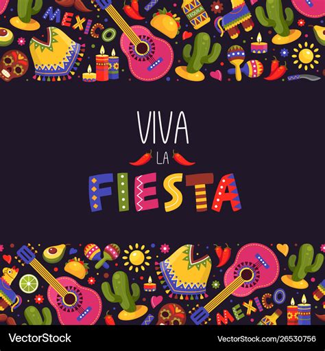 Mexican Fiesta Background Traditional Decoration Vector Image