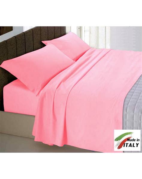 Completo lenzuola letto matrimoniale singolo una piazza e mezza 100% cotone tutti i colori (singolo 150x290, rosa). Completo Lenzuola Made in Italy 100% cotone Tinta Unita ROSA