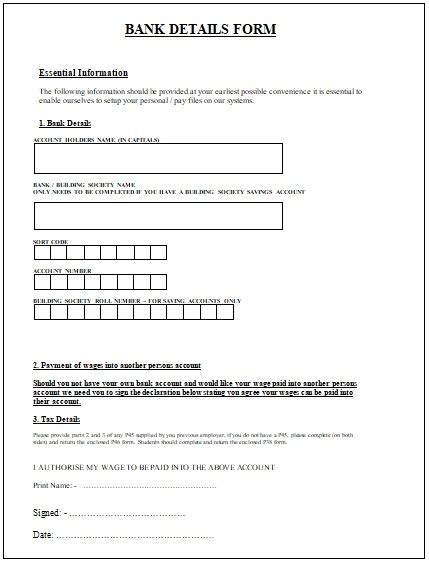 Bank Account Word Forms Free Word Templates