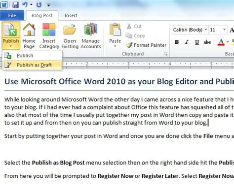 Use Microsoft Office Word To Directly Publish Your Blog Posts