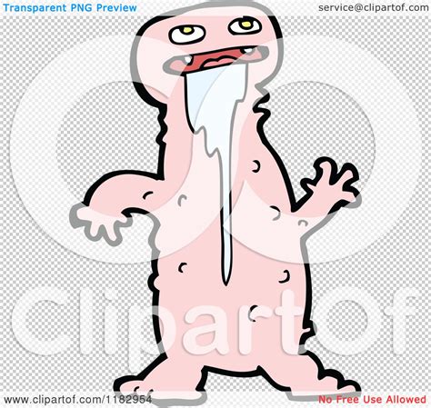 Cartoon Of A Furry Drooling Monster Royalty Free Vector Illustration