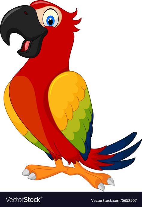 Cartoon Cute Parrot Royalty Free Vector Image Vectorstock