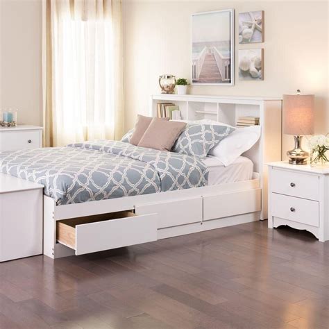 Prepac Full Mates Platform Storage Bed With 6 Drawers In White The Home Depot Canada