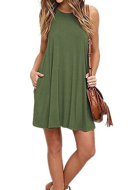 Viishow Womens Summer Sleeveless Dress Casual Swing T Shirt Dresses