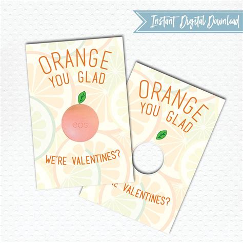 Printable Orange You Glad Were Valentines Eos Round Etsy