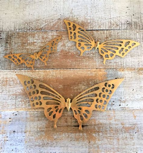 Butterflies Vintage Brass Butterfly Wall Hanging 3 Brass Etsy