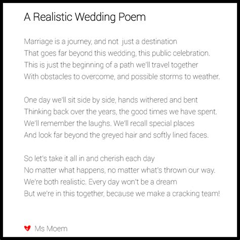 A Realistic Wedding Poem Ms Moem Poems Life Etc