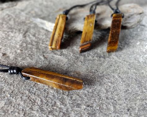 Tigers Eye Necklace For Men Healing Crystal Pendant Etsy