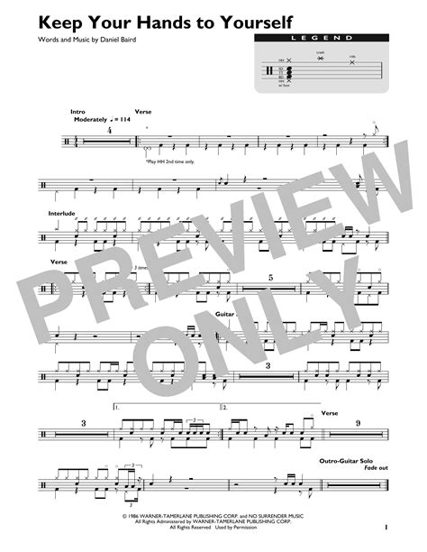 Keep Your Hands To Yourself Sheet Music Georgia Satellites Drum Chart