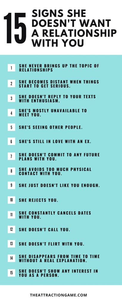 Signs She Doesn T Want A Relationship With You The Attraction Game