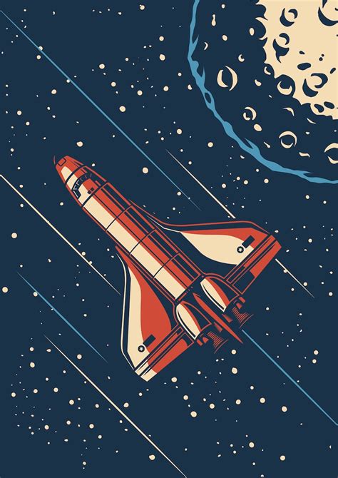 Retro Space Poster Space Travel Poster Space Wall Art Retro Etsy