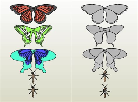 Papercraft Butterfly 2 Templates Butterfly Diy Wall