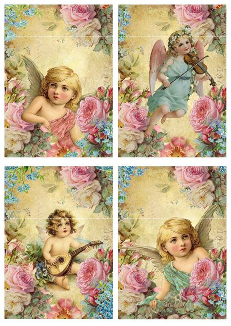 Details About 4 Card Toppers Victorian Cherubs Angels Card Making Scrap Book Craft Supplies