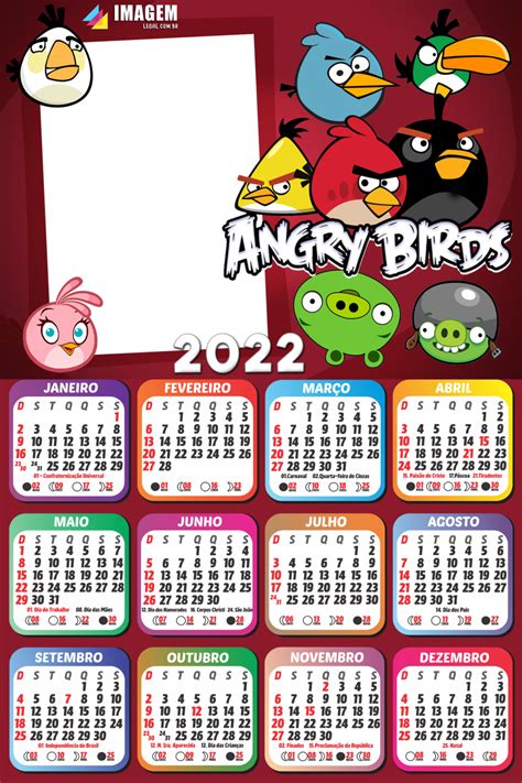 Calendário 2022 Angry Birds Para Montar E Imprimir Imagem Legal