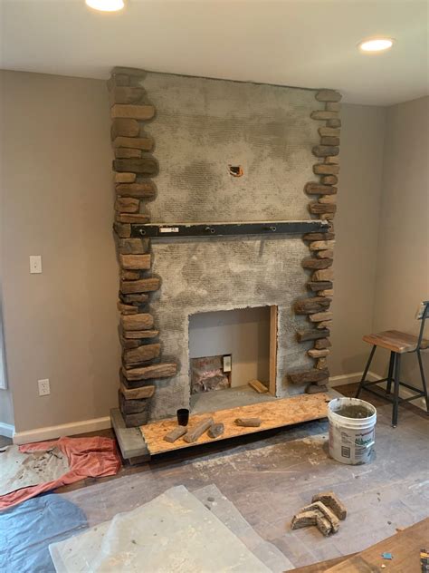 Stone Fireplace With Barn Wood Mantel Diy Making A Space
