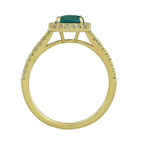 Lab Created Emerald And White Sapphire Ring In 10k Yellow Gold Helzberg