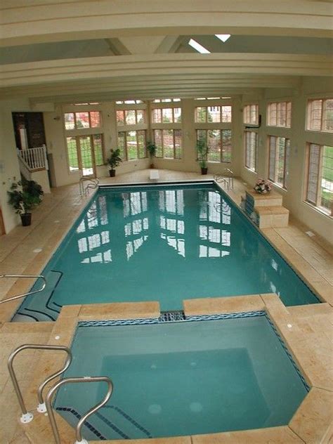 Gunite Indoor Pool With Spa And Auto Cover Indoor Swimming Pool Design