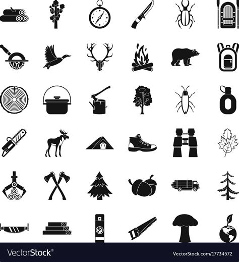 Outdoor Icons Set Simple Style Royalty Free Vector Image