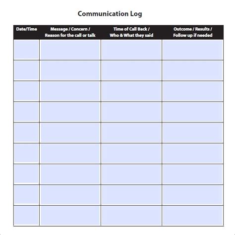 Communication Log Template 8 Free Pdf Doc Download