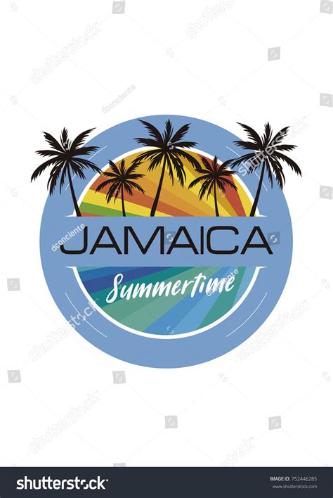 Jamaica Circle Design Summer Palm Tree Stock Vector Royalty Free