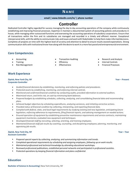 Controller Resume Example Tips And Tricks Zipjob