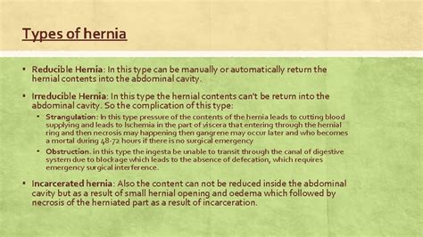 Types Of Hernia Reducible Hernia In This Type