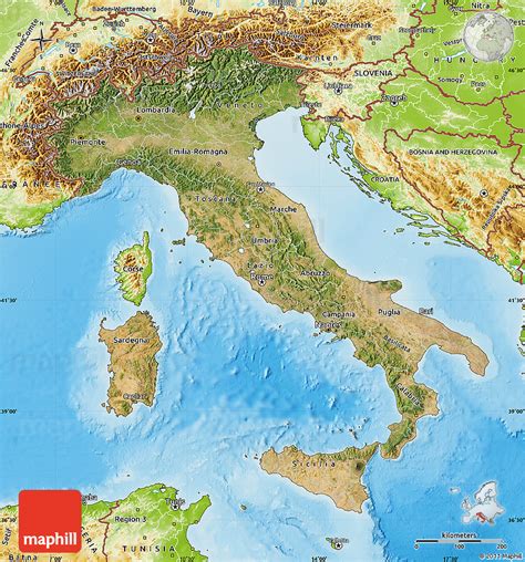 Satellite Map Of Italy Physical Outside