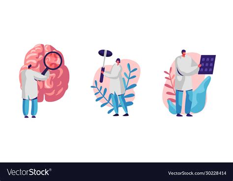 Set Neurology Disease Diagnostics And Treatment Vector Image