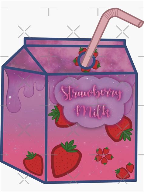 Cute Strawberry Milk Carton Sticker Sticker For Sale By Deadbunnycoven Redbubble