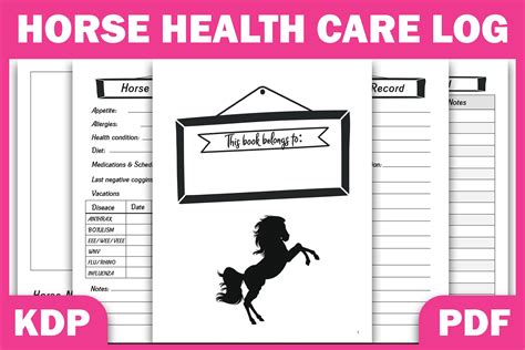 Horse Health Care Journal And Activities Record Kdp Template 921799