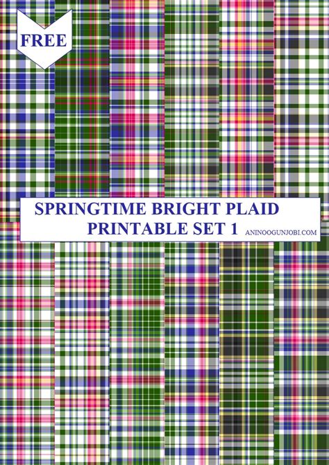 Free Printable 30 Plaids Day 26 Springtime Bright Plaid Printable Set